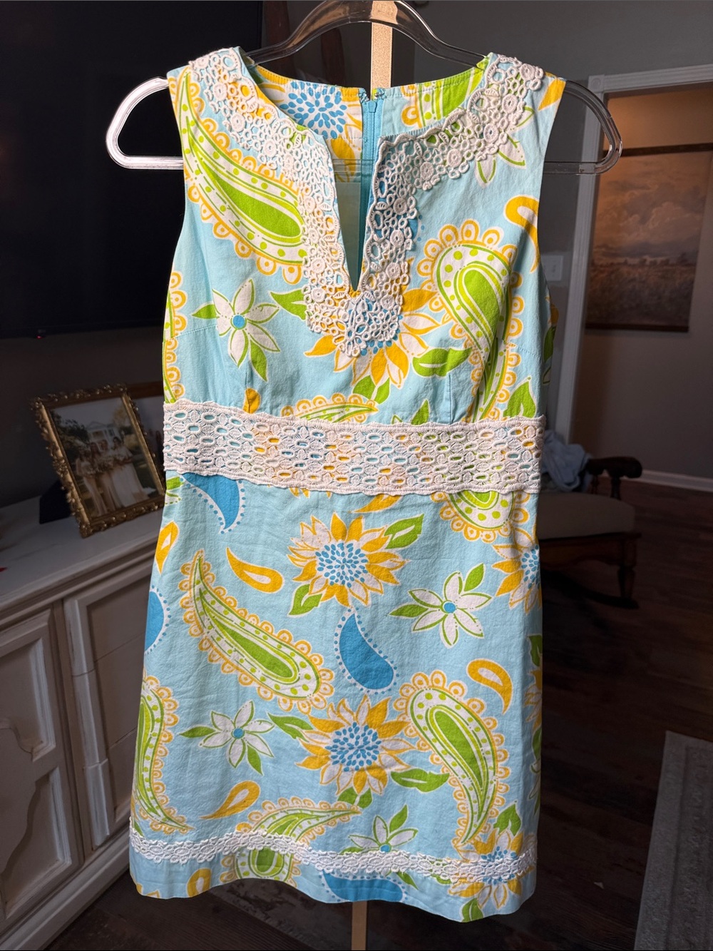 Lilly Pulitzer Light Blue Paisley & Floral Mini Dress